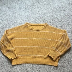 Cozy Yellow Striped Crew Neck Sweater